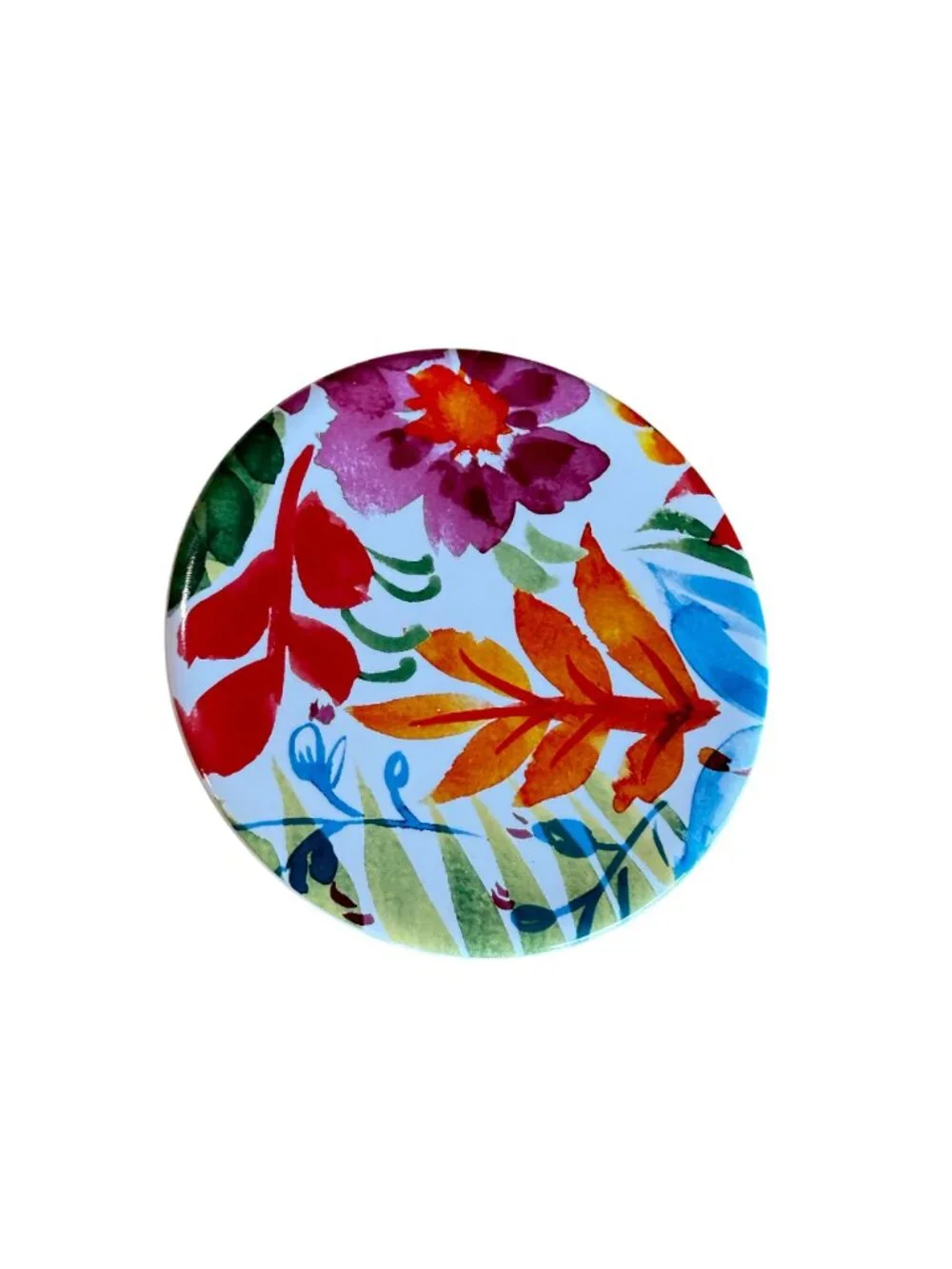 Pier 1 Floral Ceramic Coasters Set of 3 Watercolor Tropical Round Vibrant Colors